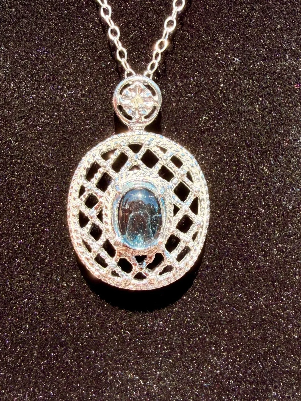 Sterling Silver Sky Blue Topaz & Diamond Necklace Earring Set NWT